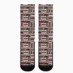 Retro Cassette Tape Pattern Print Crew Socks