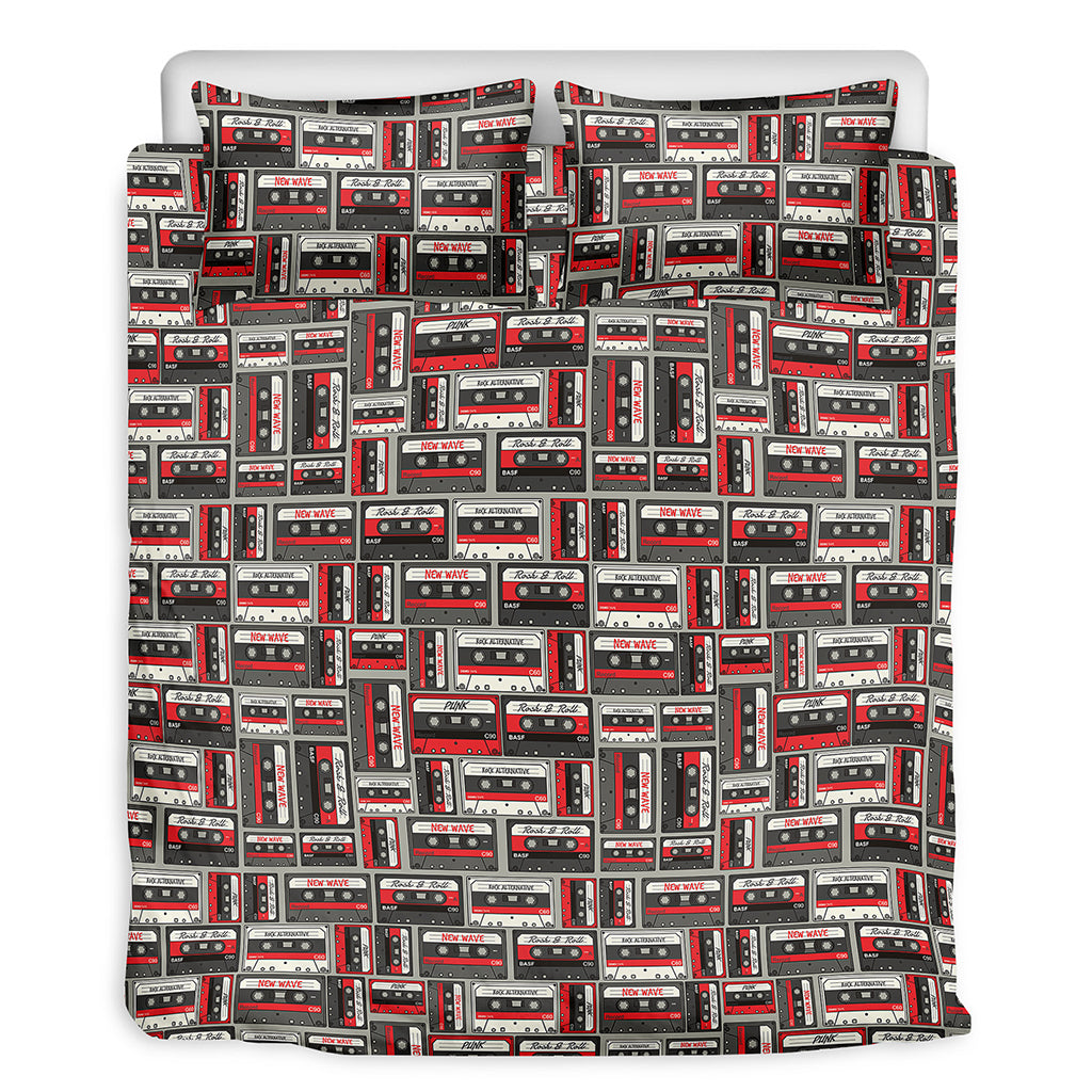 Retro Cassette Tape Pattern Print Duvet Cover Bedding Set