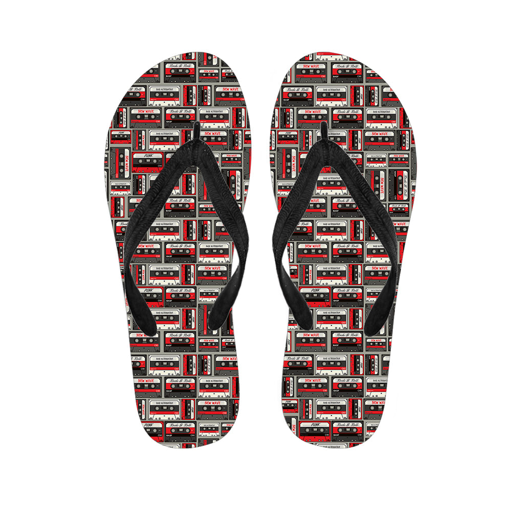 Retro Cassette Tape Pattern Print Flip Flops