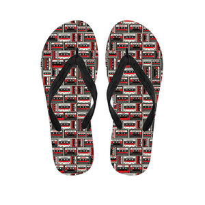 Retro Cassette Tape Pattern Print Flip Flops