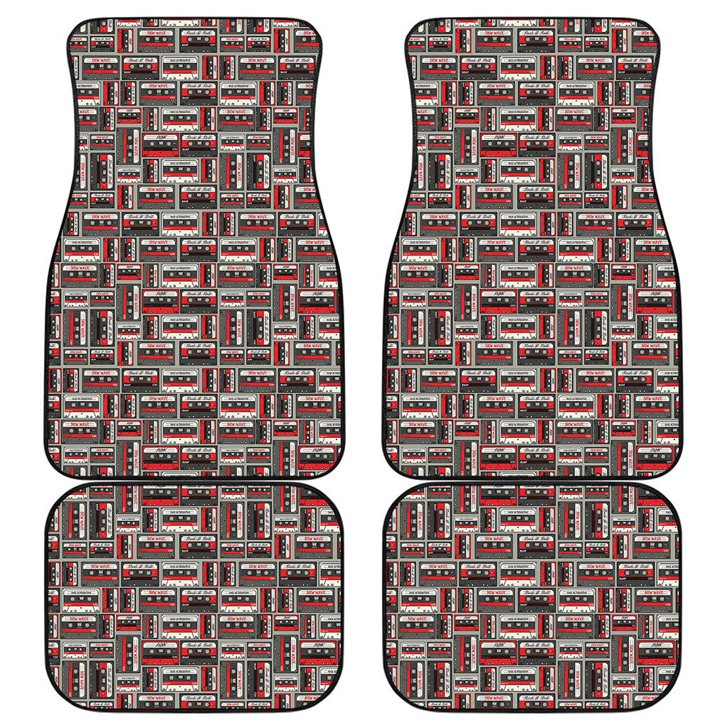 Retro Cassette Tape Pattern Print Front and Back Car Floor Mats