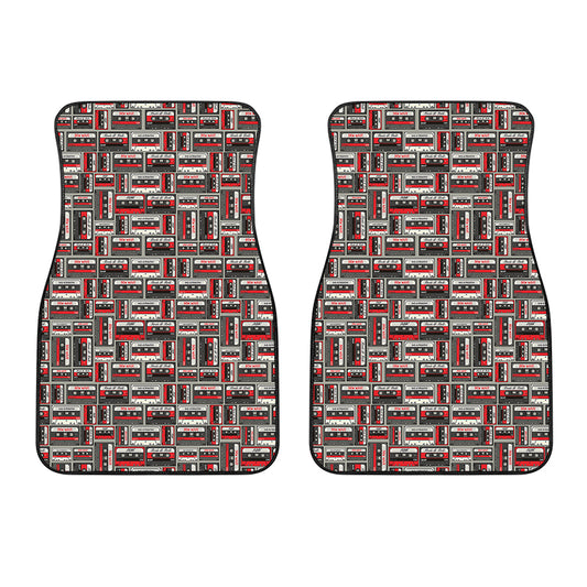Retro Cassette Tape Pattern Print Front Car Floor Mats