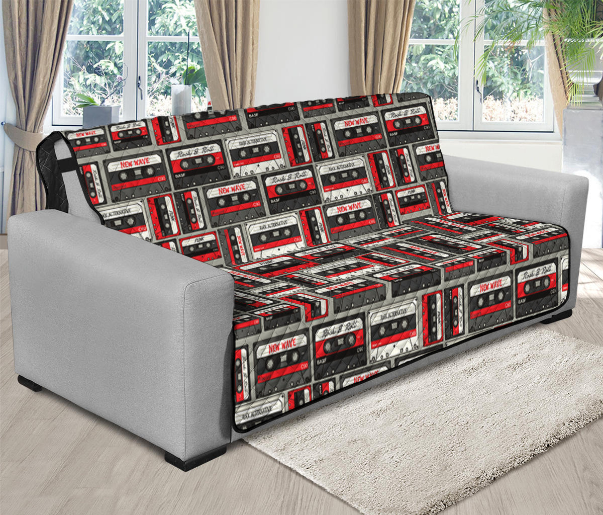 Retro Cassette Tape Pattern Print Futon Protector