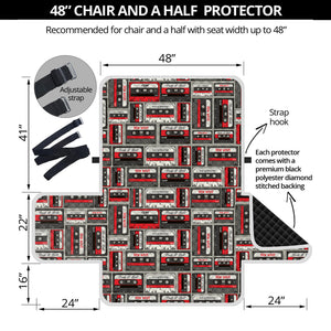 Retro Cassette Tape Pattern Print Half Sofa Protector