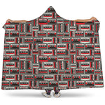 Retro Cassette Tape Pattern Print Hooded Blanket