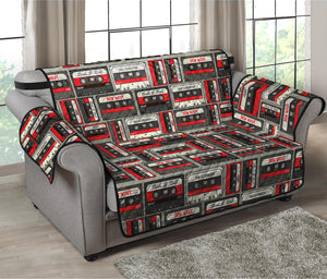 Retro Cassette Tape Pattern Print Loveseat Protector