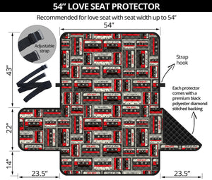 Retro Cassette Tape Pattern Print Loveseat Protector