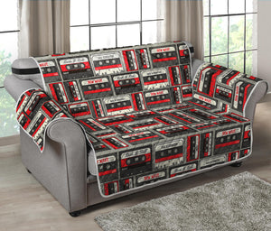 Retro Cassette Tape Pattern Print Loveseat Protector