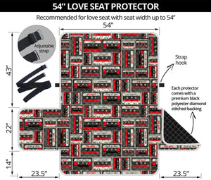 Retro Cassette Tape Pattern Print Loveseat Protector