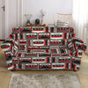 Retro Cassette Tape Pattern Print Loveseat Slipcover