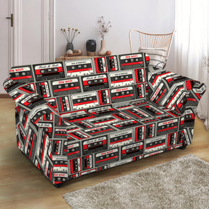 Retro Cassette Tape Pattern Print Loveseat Slipcover