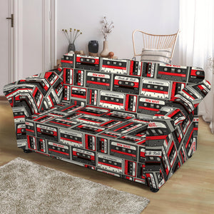 Retro Cassette Tape Pattern Print Loveseat Slipcover