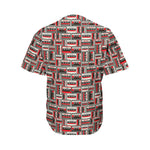 Retro Cassette Tape Pattern Print Men's Baseball Jersey