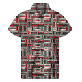 Retro Cassette Tape Pattern Print Men's Short Sleeve Shirt