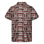Retro Cassette Tape Pattern Print Men's Short Sleeve Shirt