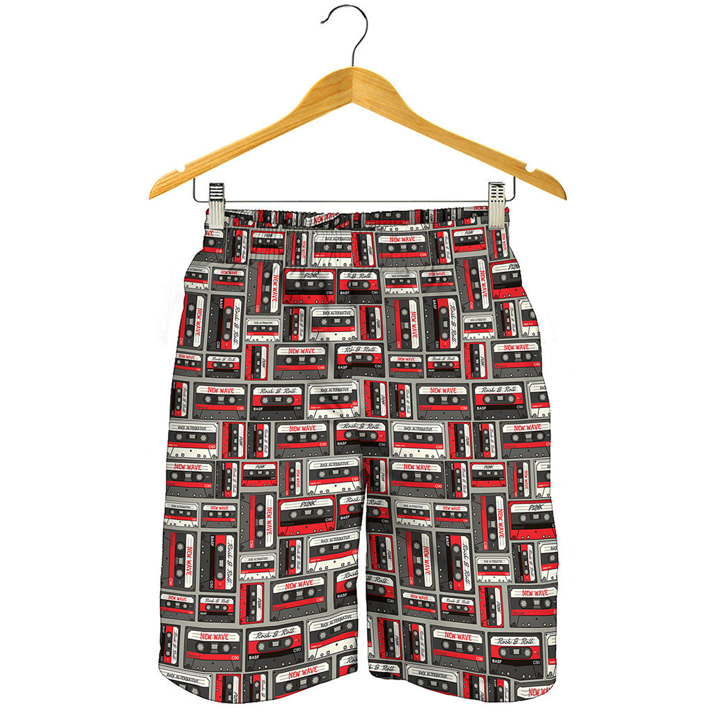 Retro Cassette Tape Pattern Print Men's Shorts