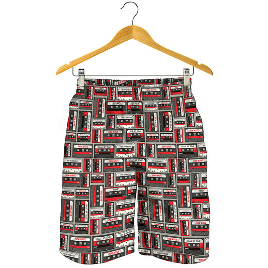 Retro Cassette Tape Pattern Print Men's Shorts