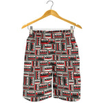 Retro Cassette Tape Pattern Print Men's Shorts