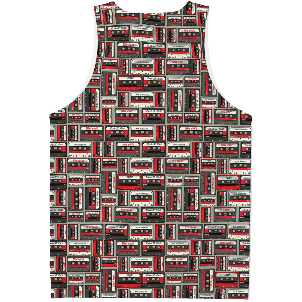 Retro Cassette Tape Pattern Print Men's Tank Top