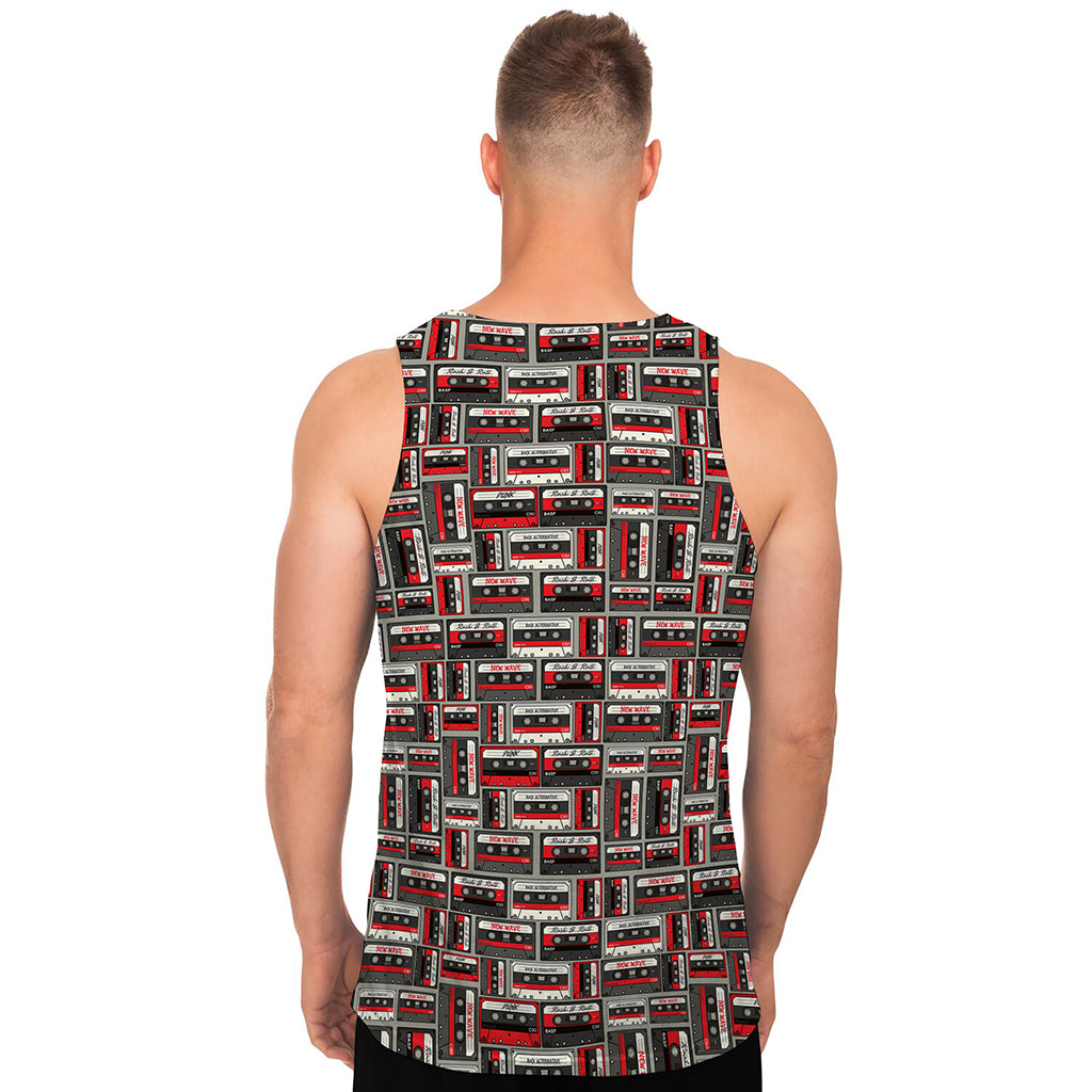 Retro Cassette Tape Pattern Print Men's Tank Top