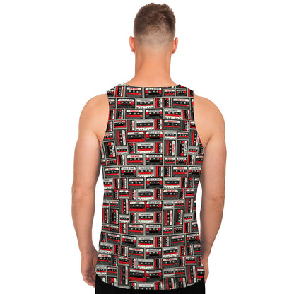 Retro Cassette Tape Pattern Print Men's Tank Top