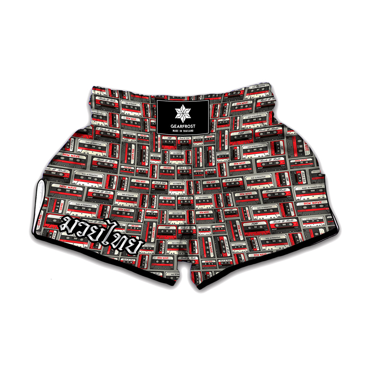 Retro Cassette Tape Pattern Print Muay Thai Boxing Shorts