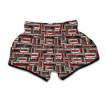 Retro Cassette Tape Pattern Print Muay Thai Boxing Shorts