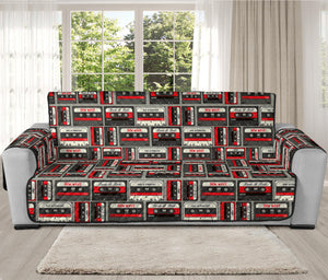 Retro Cassette Tape Pattern Print Oversized Sofa Protector