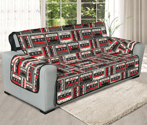 Retro Cassette Tape Pattern Print Oversized Sofa Protector