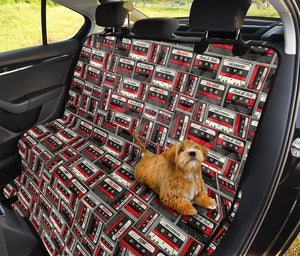 Retro Cassette Tape Pattern Print Pet Car Back Seat Cover