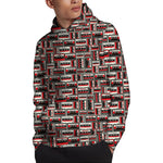 Retro Cassette Tape Pattern Print Pullover Hoodie