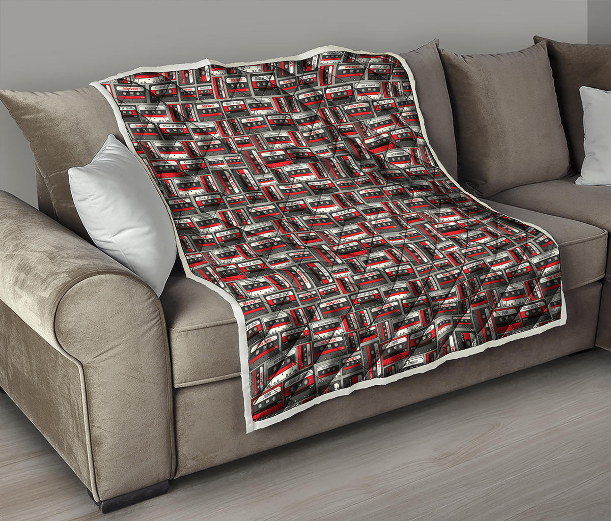 Retro Cassette Tape Pattern Print Quilt