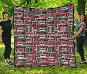 Retro Cassette Tape Pattern Print Quilt