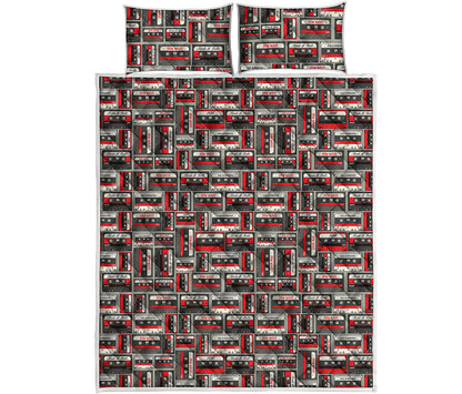 Retro Cassette Tape Pattern Print Quilt Bed Set
