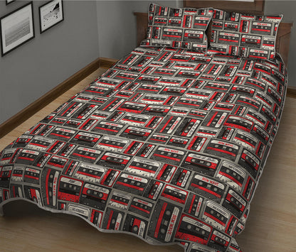 Retro Cassette Tape Pattern Print Quilt Bed Set