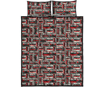 Retro Cassette Tape Pattern Print Quilt Bed Set