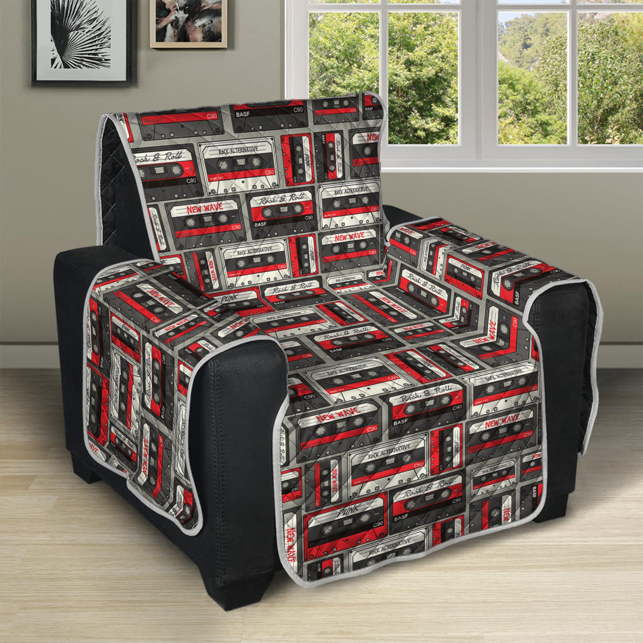 Retro Cassette Tape Pattern Print Recliner Protector