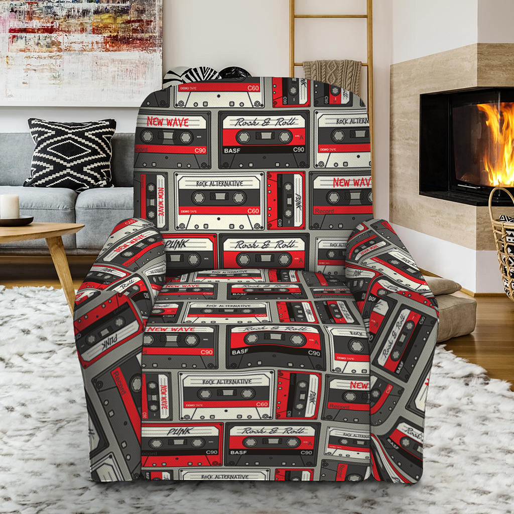 Retro Cassette Tape Pattern Print Recliner Slipcover