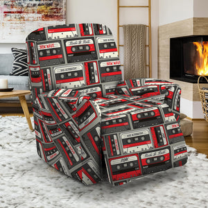 Retro Cassette Tape Pattern Print Recliner Slipcover