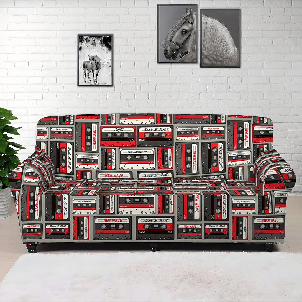 Retro Cassette Tape Pattern Print Sofa Cover