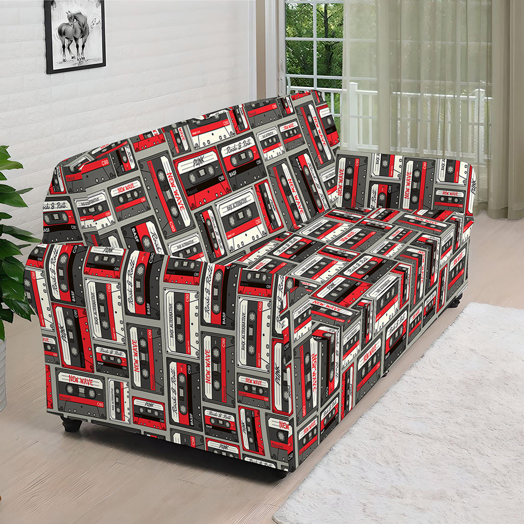 Retro Cassette Tape Pattern Print Sofa Cover