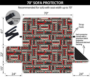 Retro Cassette Tape Pattern Print Sofa Protector