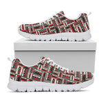 Retro Cassette Tape Pattern Print White Sneakers