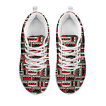 Retro Cassette Tape Pattern Print White Sneakers