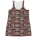 Retro Cassette Tape Pattern Print Women's Racerback Tank Top