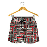 Retro Cassette Tape Pattern Print Women's Shorts