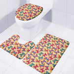 Retro Colorful Butterfly Pattern Print 3 Piece Bath Mat Set