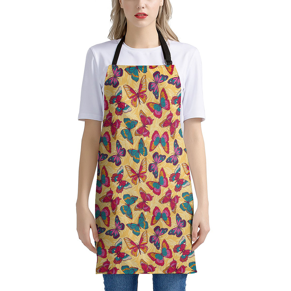 Retro Colorful Butterfly Pattern Print Apron