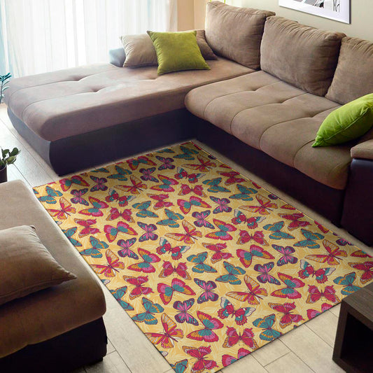 Retro Colorful Butterfly Pattern Print Area Rug