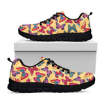 Retro Colorful Butterfly Pattern Print Black Sneakers